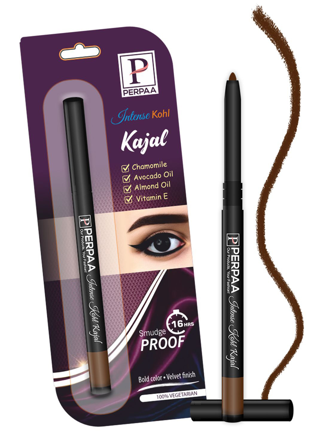 PERPAA Intense Kohl Long-Lasting Kajal With Avocado Oil - 0.35g - Brown