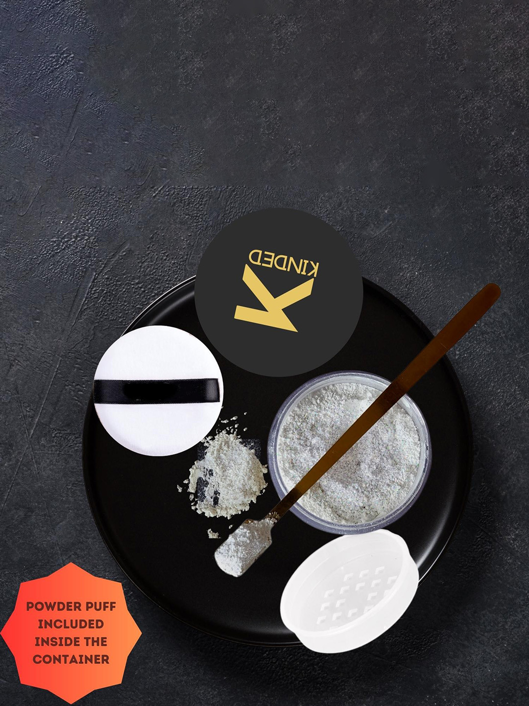 KINDED Highlighter Setting Loose Powder With Puff - 30gm -Shimmer Translucent White