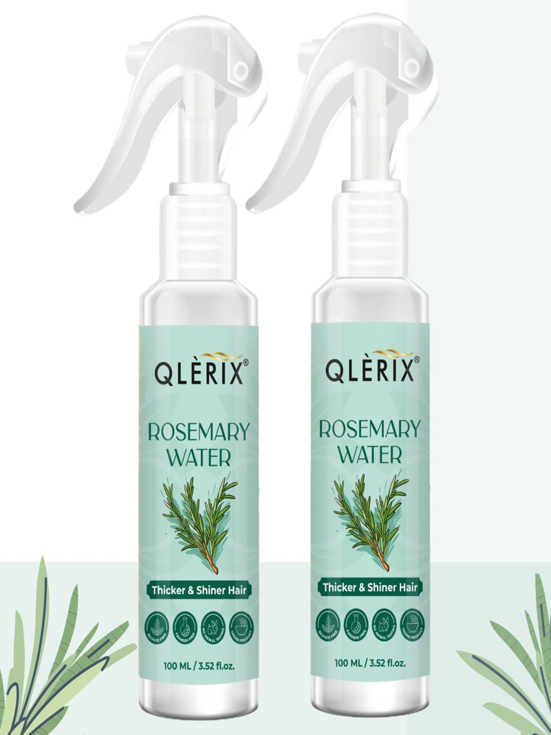 QLERIX Set Of 2 Rosemary Water Spray For Thicker & Shiner Hair - 100 ml Each