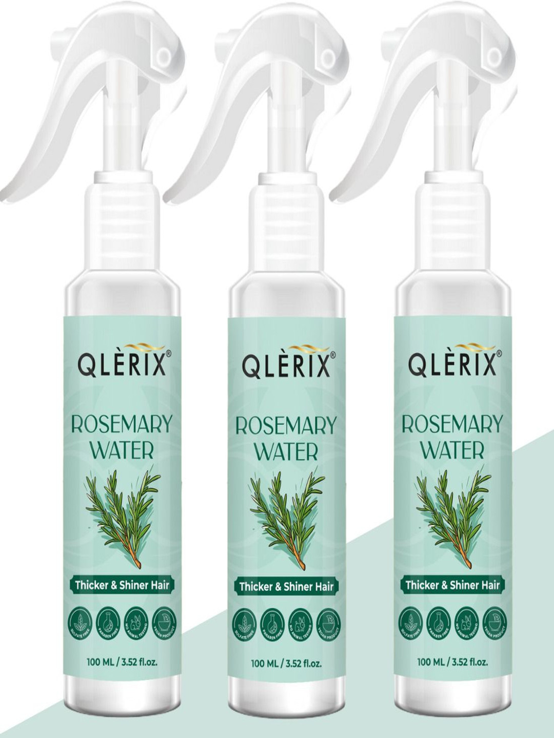 QLERIX Set Of 3 Rosemary Water For Thicker & Shiner Hair - 100ml Each