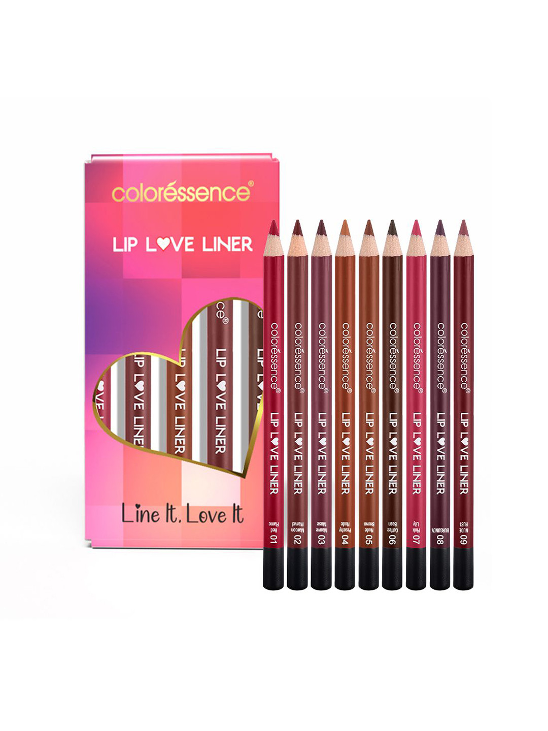 Coloressence Set Of 9 Lip Love Liner Kit & Sharpner - 13.5g Each