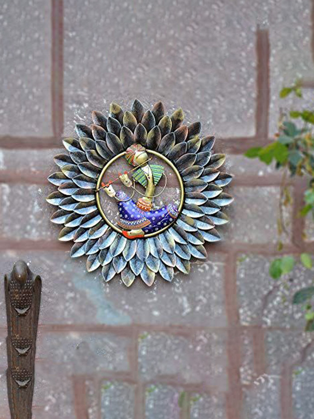 vedas Musician Bansuri, Shaurya Metal Ethnic Motifs Glossy Hanging Hall Wall Hangings-24In