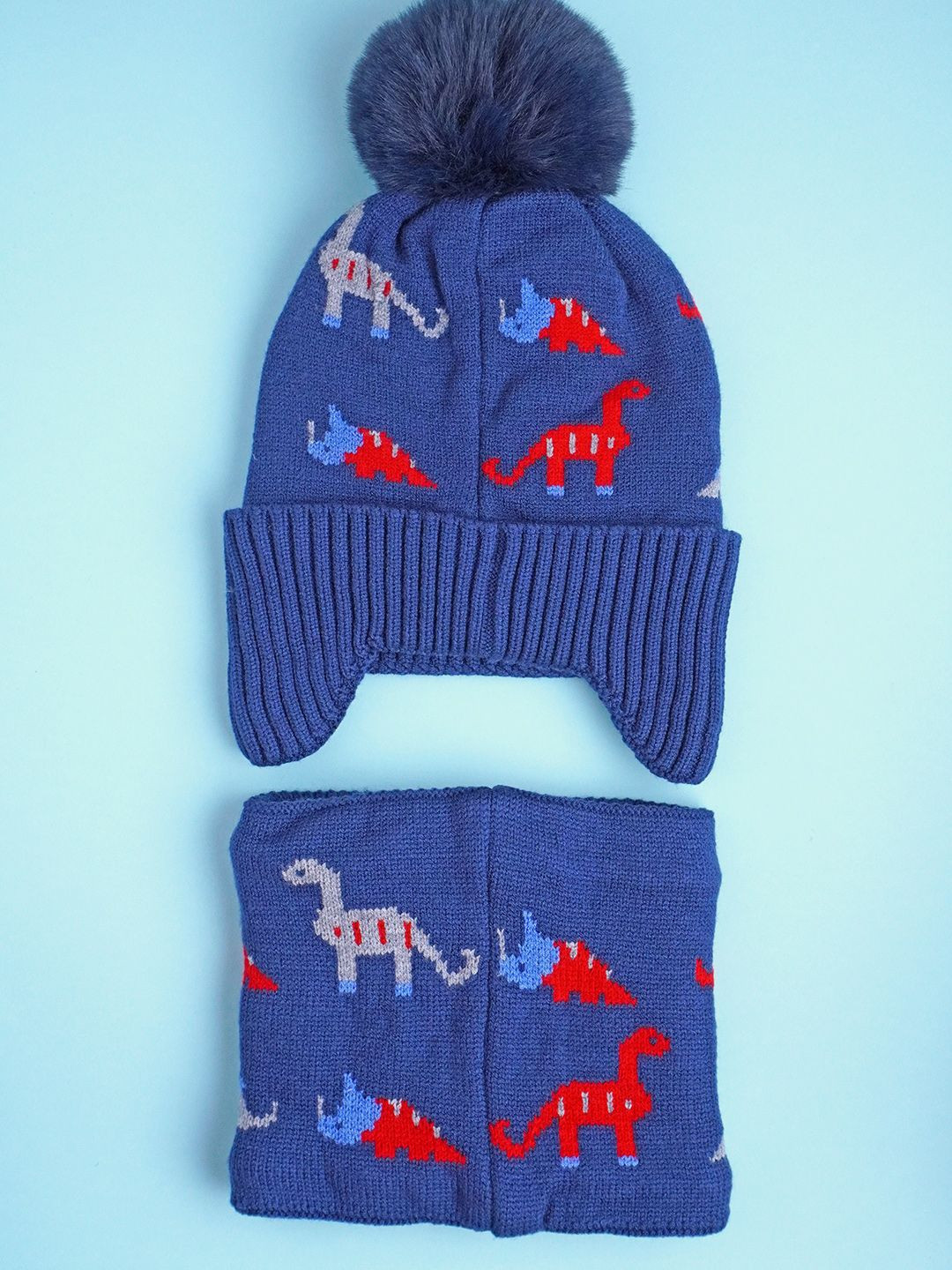 Little Surprise Box LLP Kids 2 pcs Themed Beanie Cap With Matching Neck Cuff Style Muffler