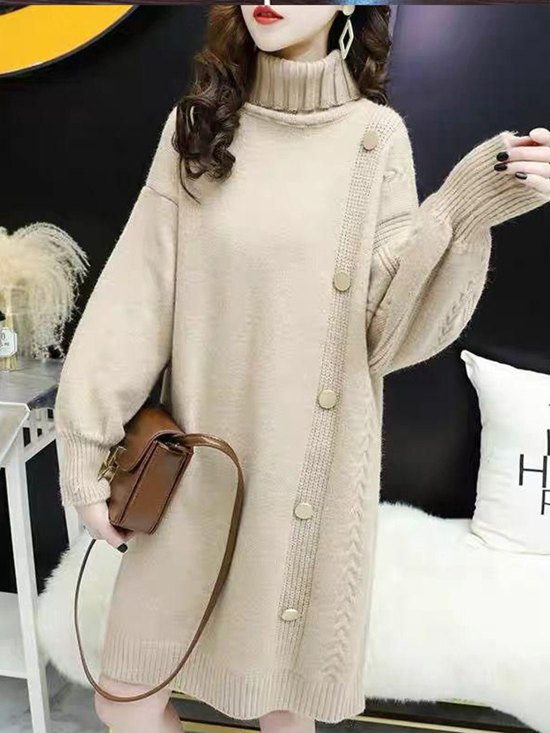 Miss Mosa By Akanksha  Women Beige Pallas Winter Dress