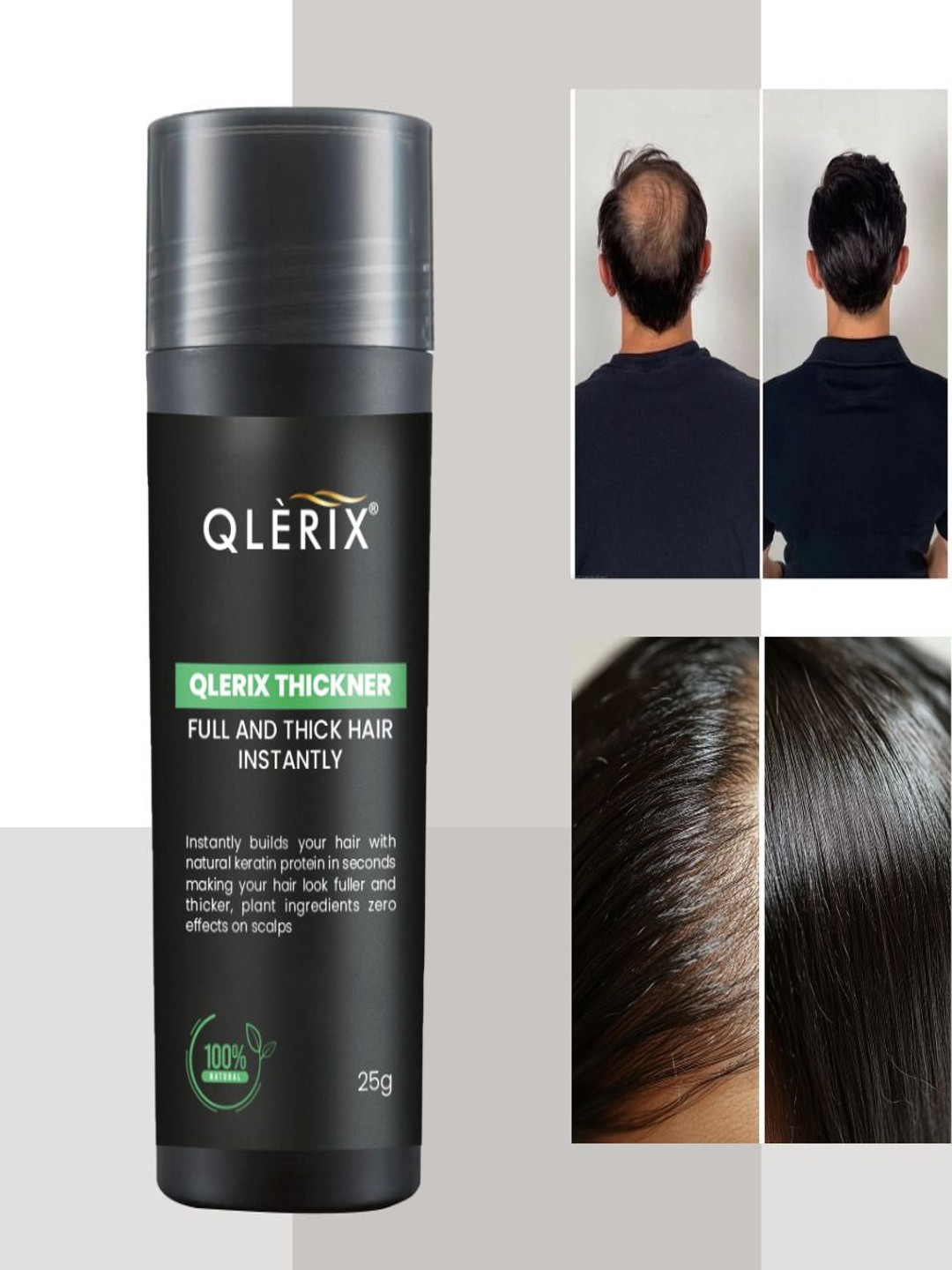 QLERIX Thickner Flowless Coverage Long Lasting Hold Hair Building Fibers - 25 g