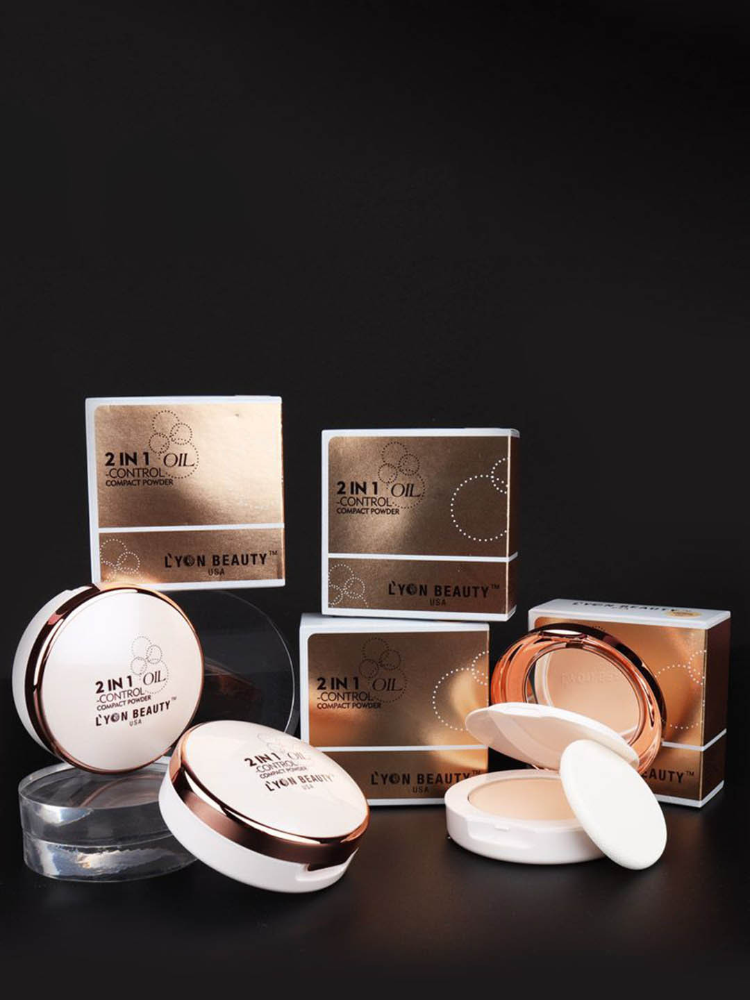 Lyon Beauty USA 2 In 1 Oil Control Compact Powder - 30 g - Pearl Ivory - 01