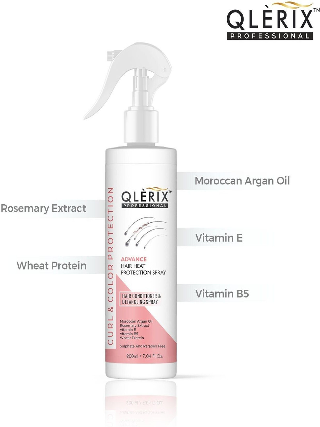 QLERIX Advance Hair Heat Protection- Conditioner & Detangling Spray With Vitamin E- 200 ml