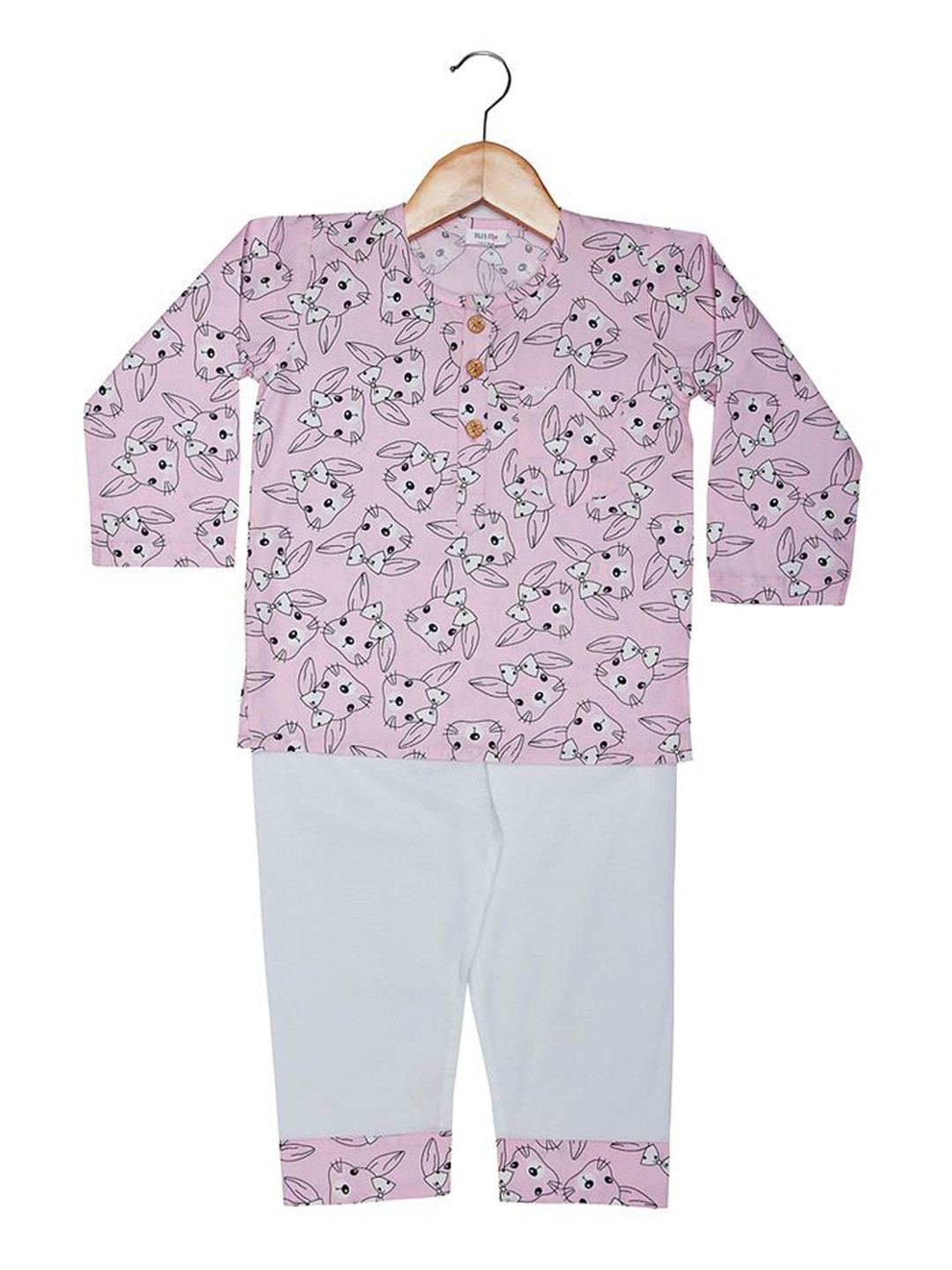 Little Clothings Kids Cutesy Bunny Printed Pure Cotton Shirt With Trousers