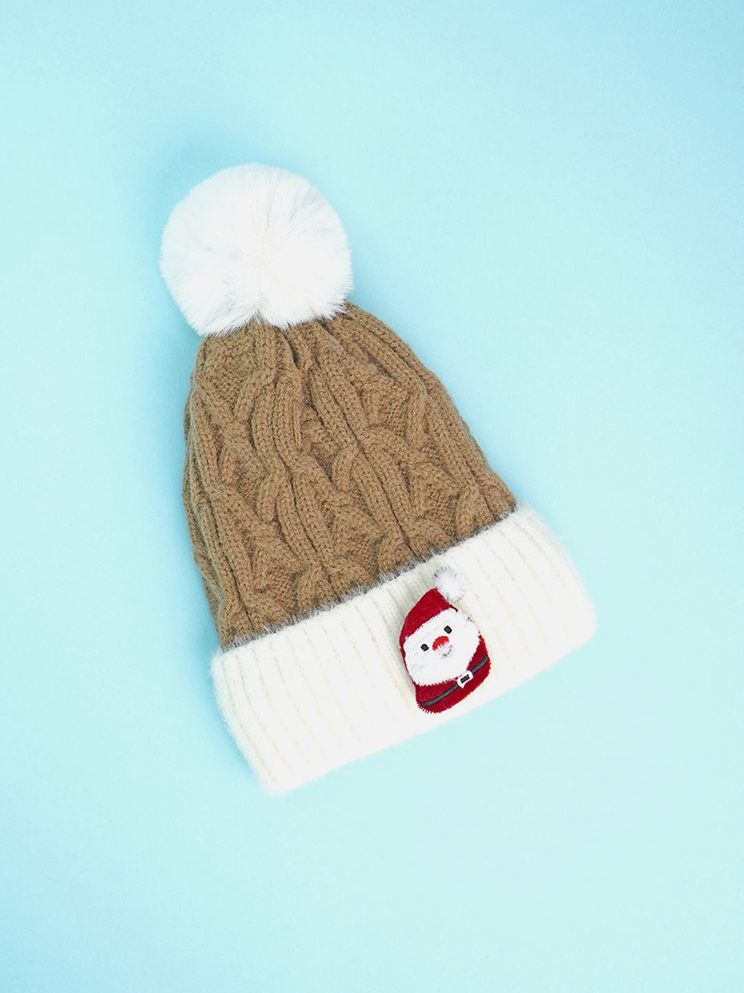 Little Surprise Box LLP Brown Santa Christmas Themed Woolen Winter Cap Beanie For Kids