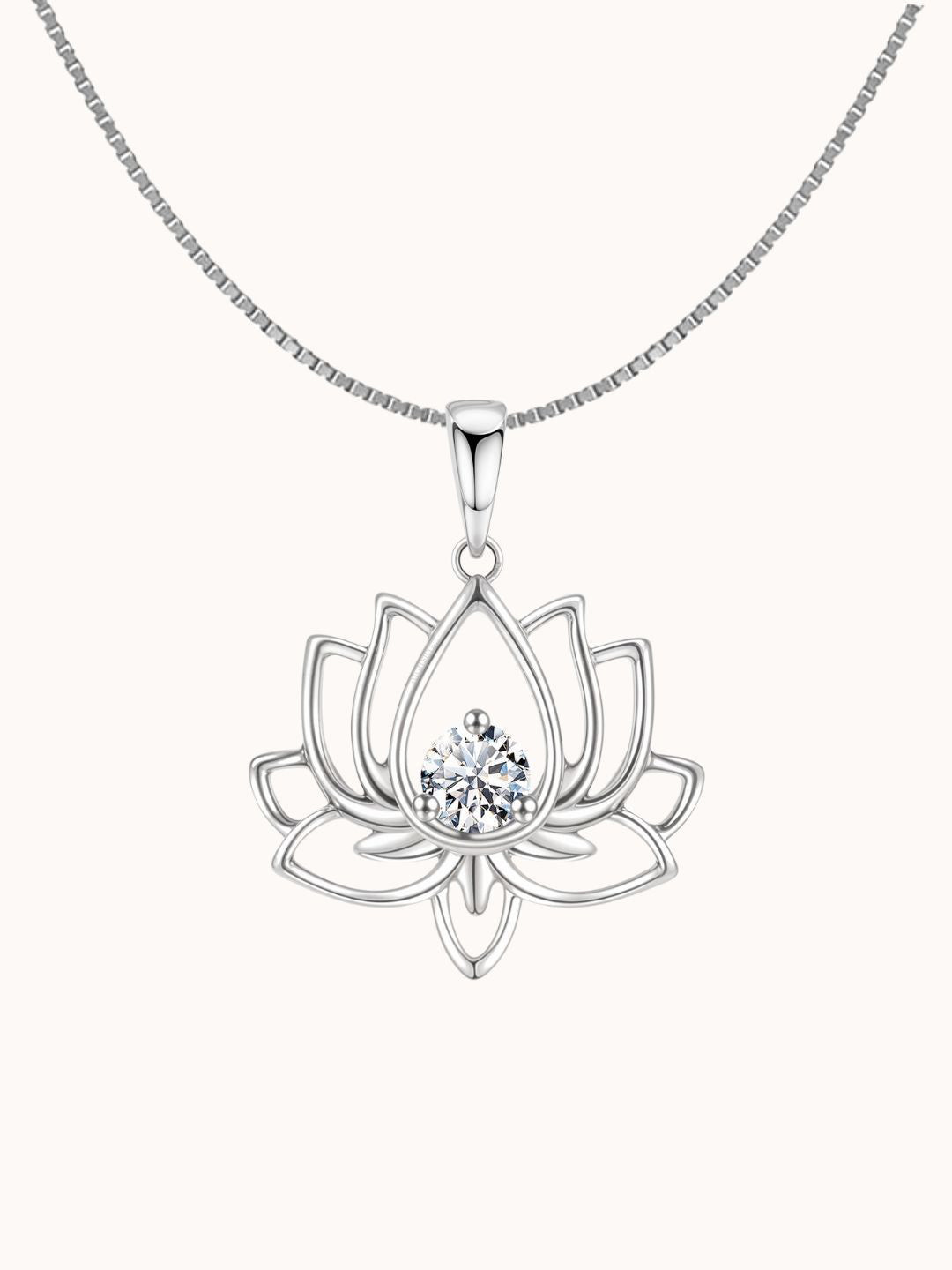 HighSpark 92.5 Sterling Silver Cubic Zirconia Lotus Flower Solitaire Chain