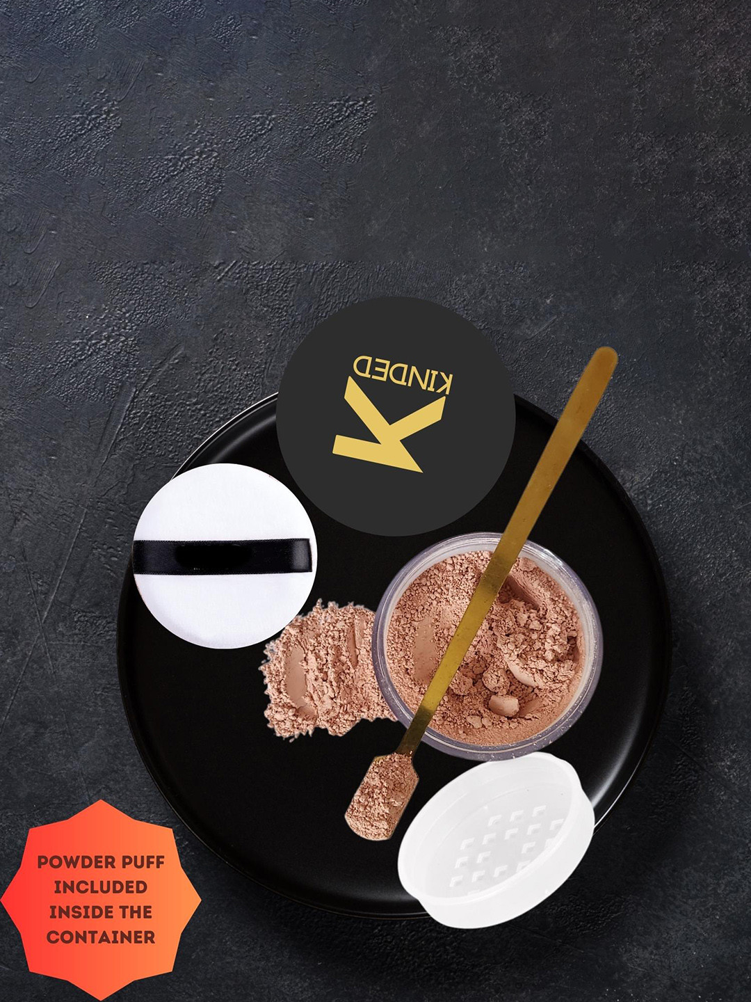 KINDED Translucent Finishing Setting Loose Powder with Puff HD - 30gm - Matte Rose Pink