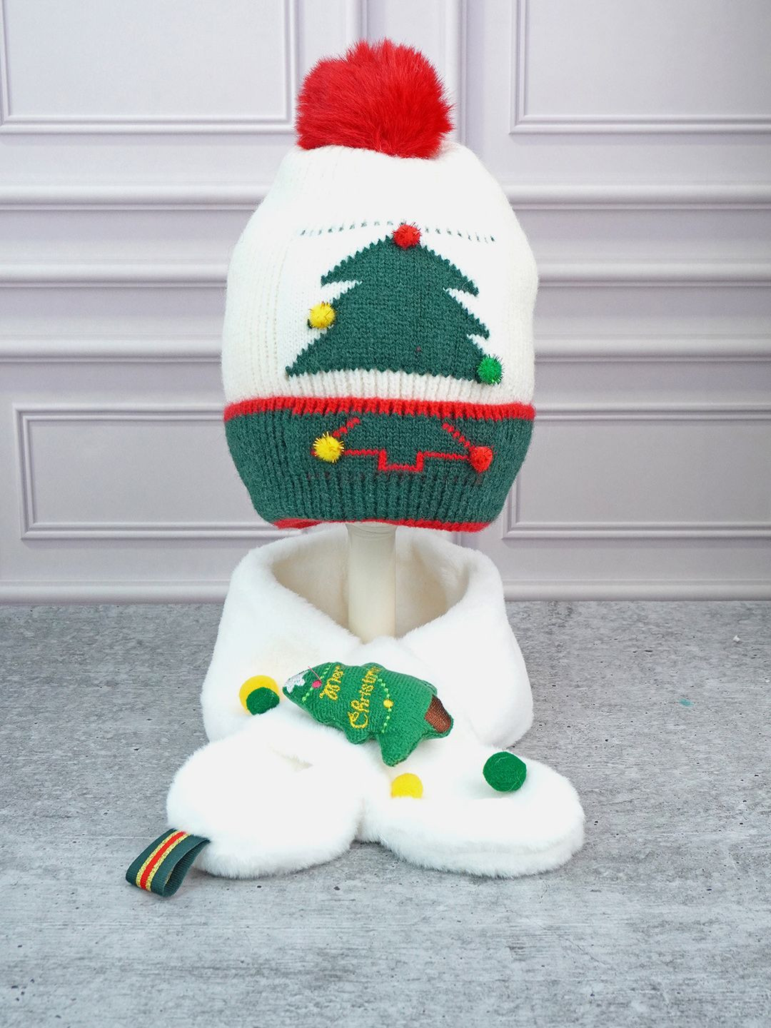 Little Surprise Box LLP Kids Christmas Theme Winter Beanie & Matching Neck Muffler