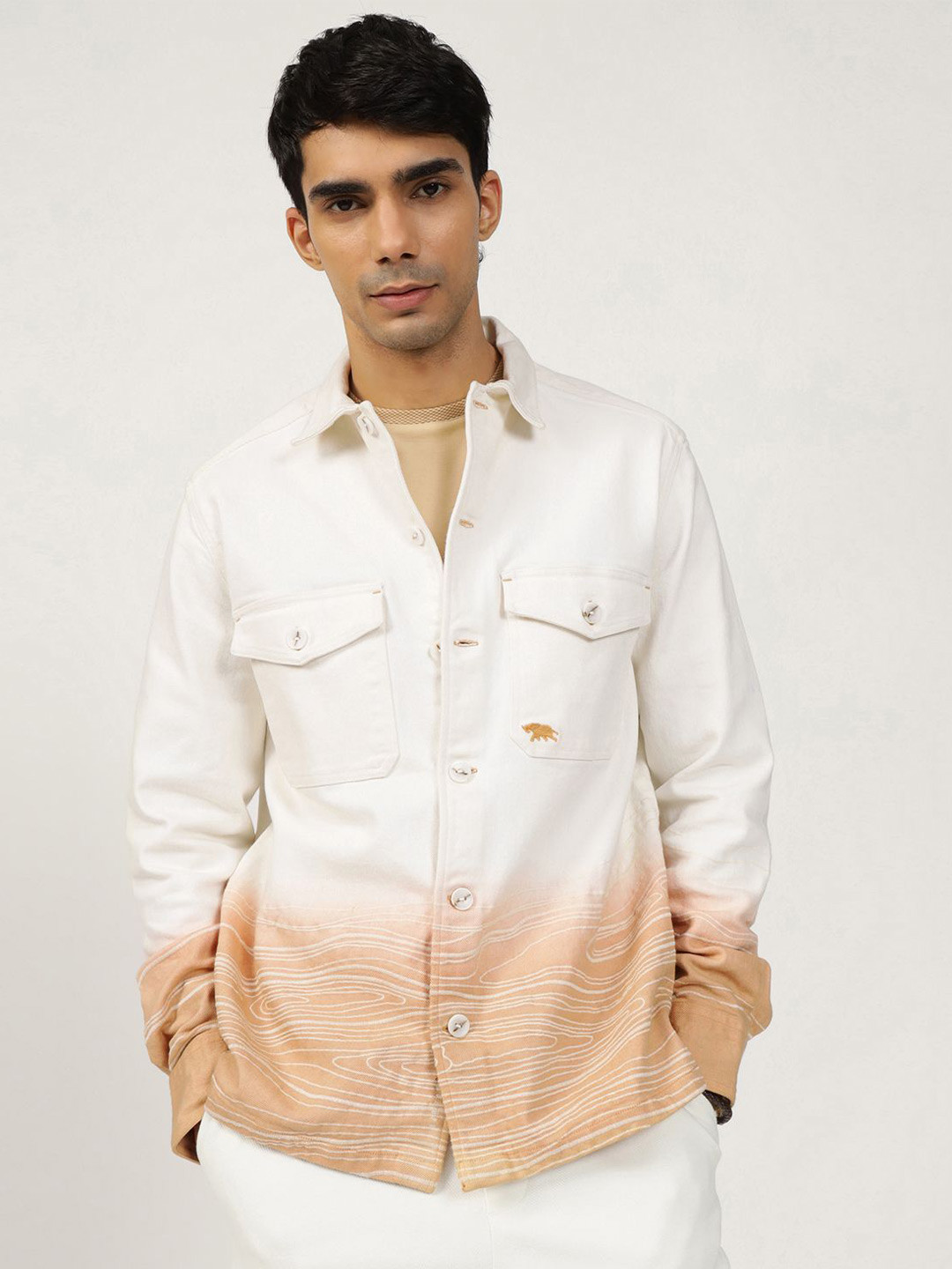 Andamen Casual Men Cotton Elastane Twill Overshirt