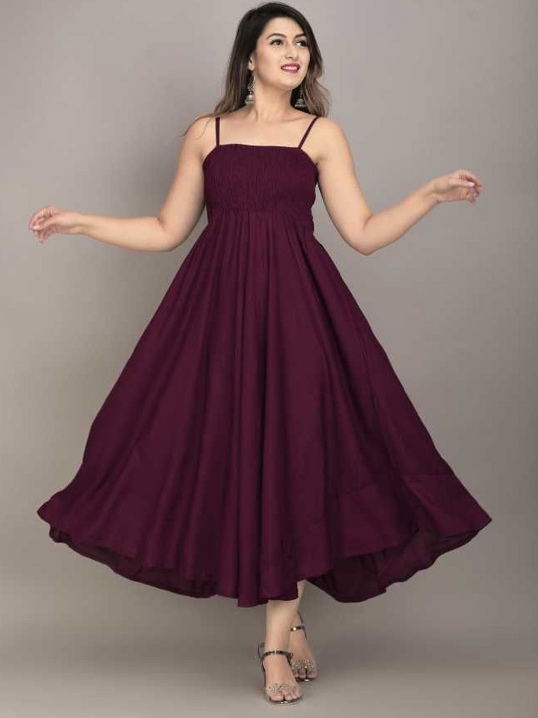 VYMO Women Fit & Flare Maxi Dress