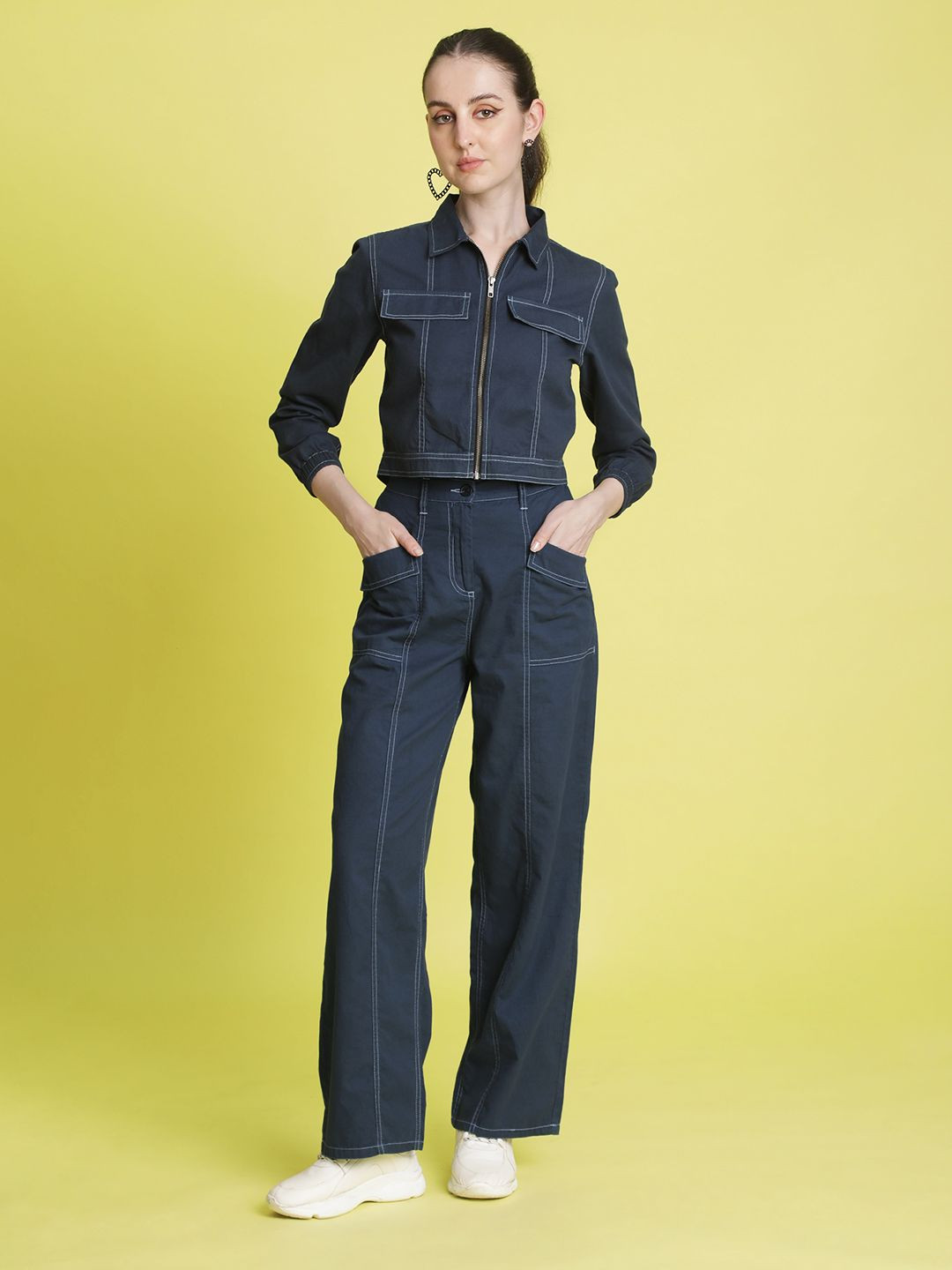Bene Kleed Women Pure Cotton Shirt With Trousers-Coord Set