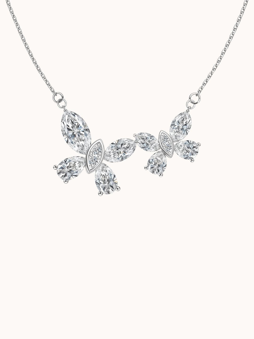 HighSpark 92.5 Sterling Silver Cubic Zirconia Studded Couple Butterfly Solitaire Chain