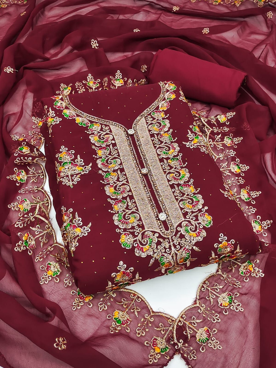 ICCHIT FAL Floral Embroidered Unstitched Dress Material