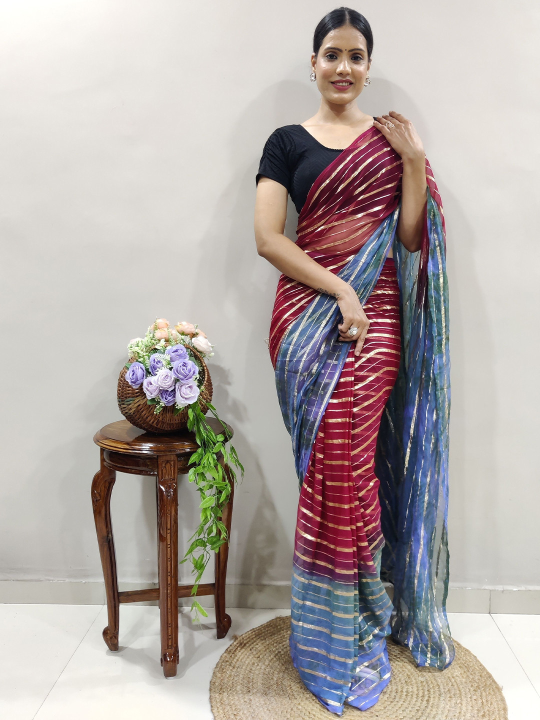Upalksh Striped Jute Silk Kota Saree