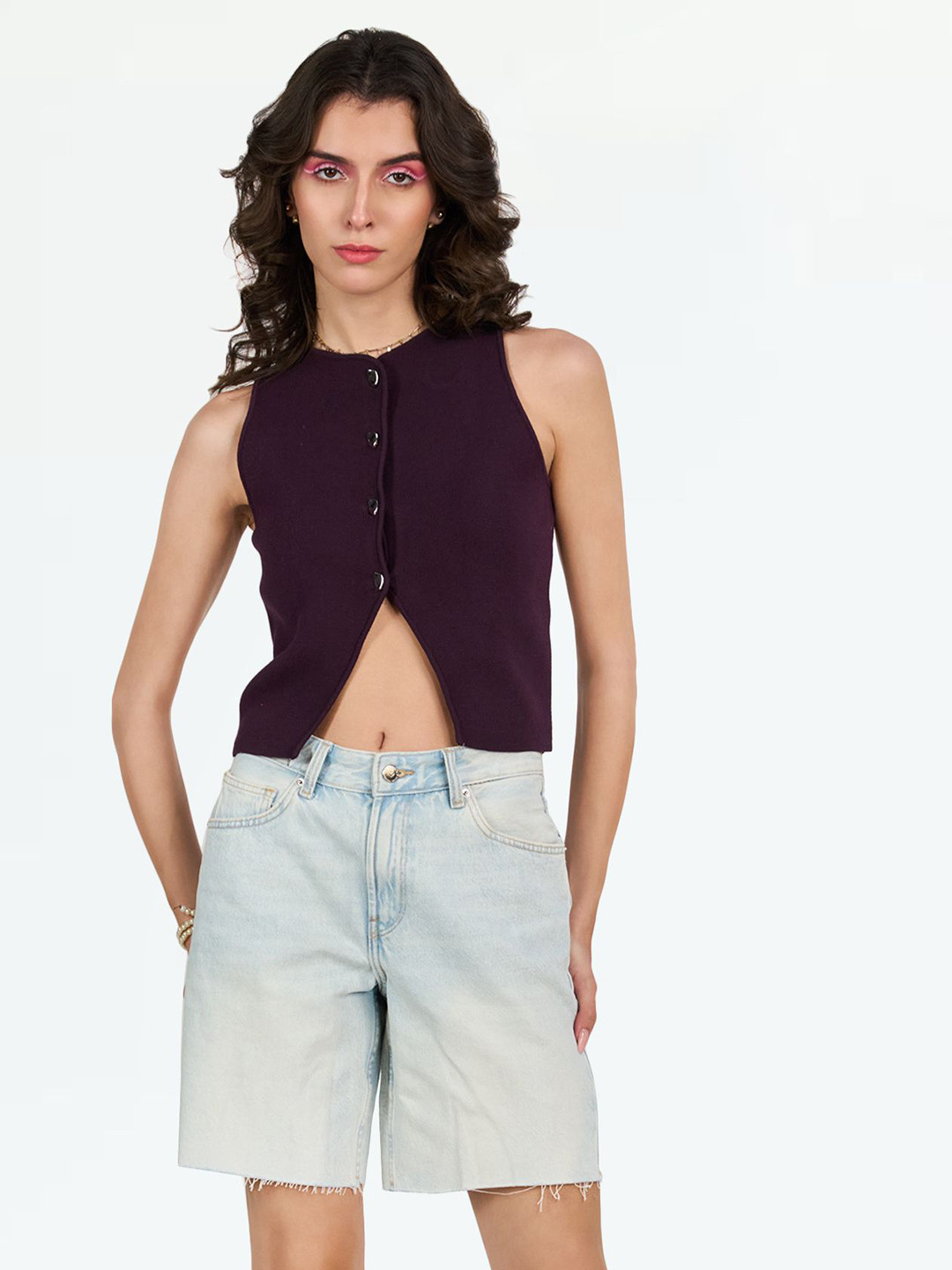 LOVEGEN Women Light Blue Cotton Shorts