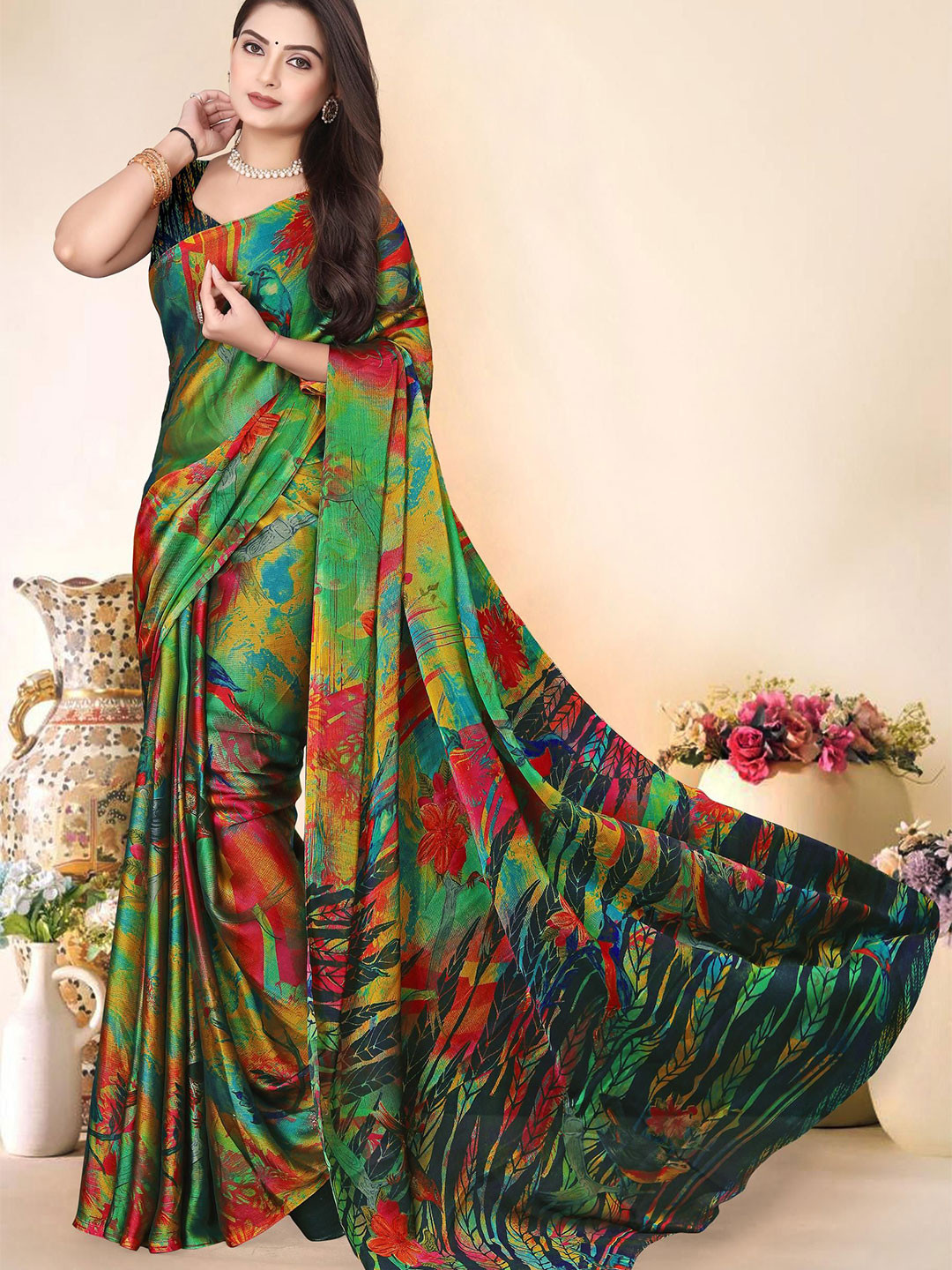 SUPERLAXMI Pure Chiffon Saree