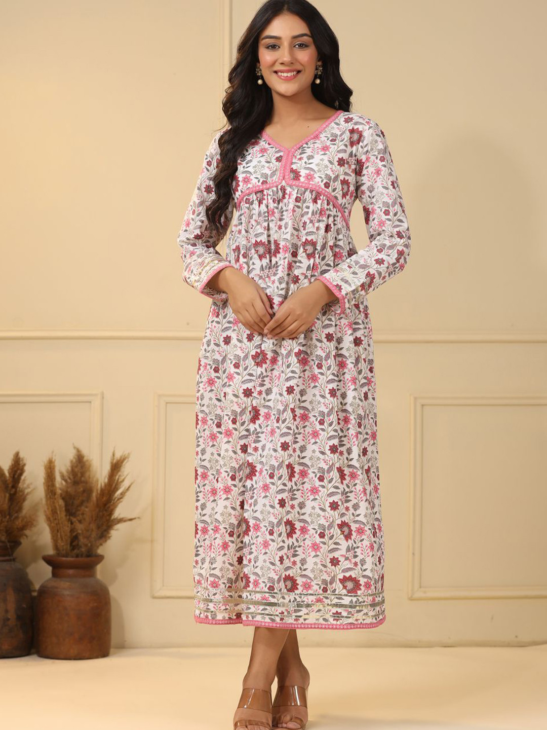 UNIFY FASHION Floral Print Fit & Flare Maxi Dress