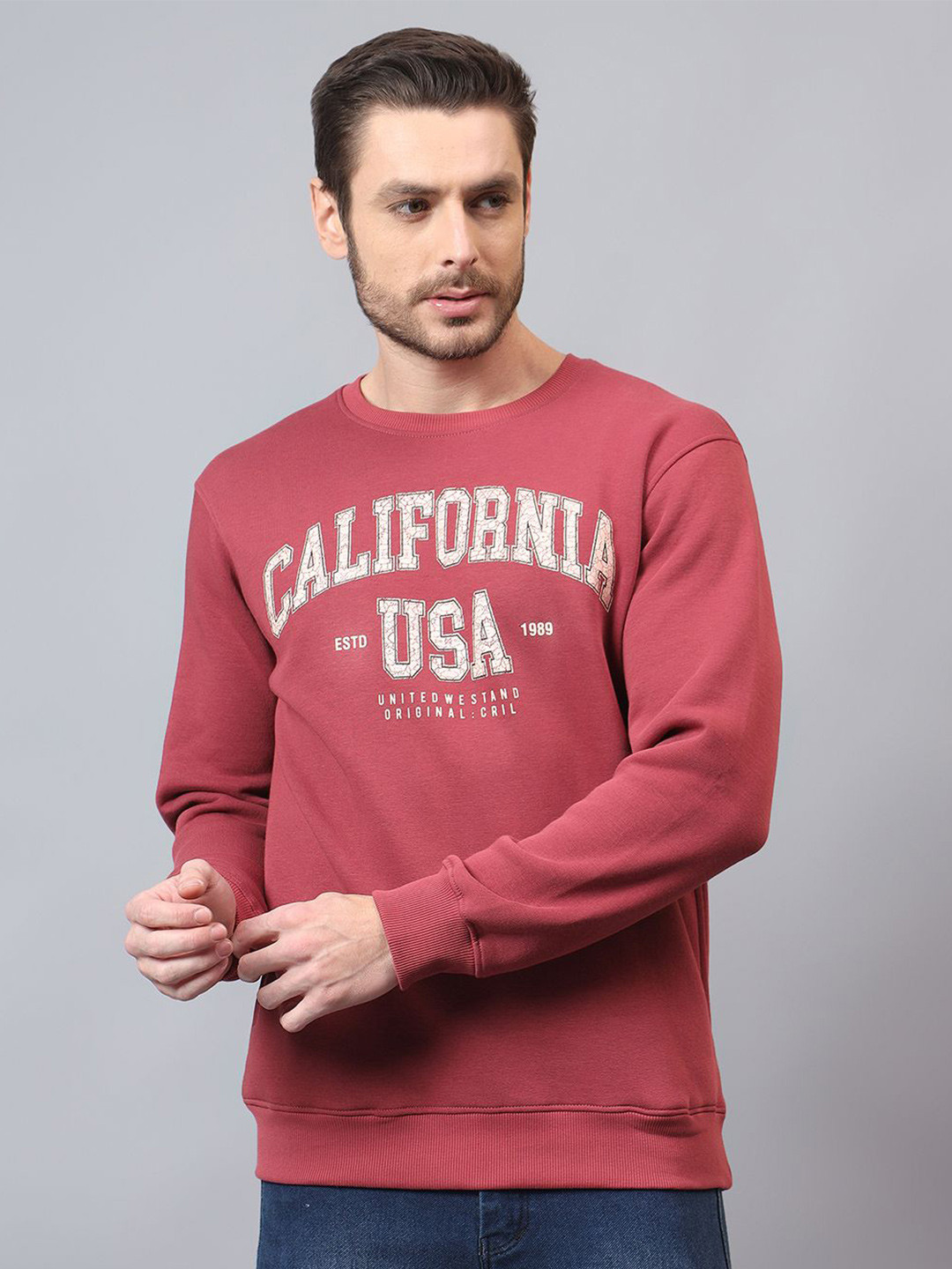 Cantabil Men Typography Printed Pullover Sweatshirt