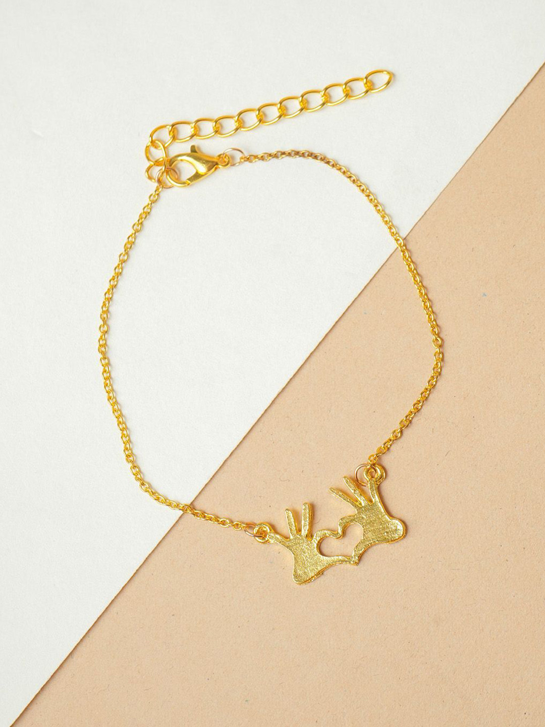 VIRAASI Gold-Plated Heart Link Bracelet