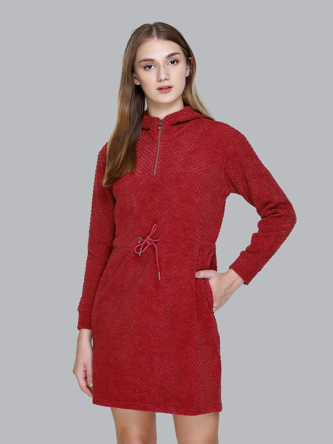 DIONA Women Self Design Cotton A-Line Above Knee Dress