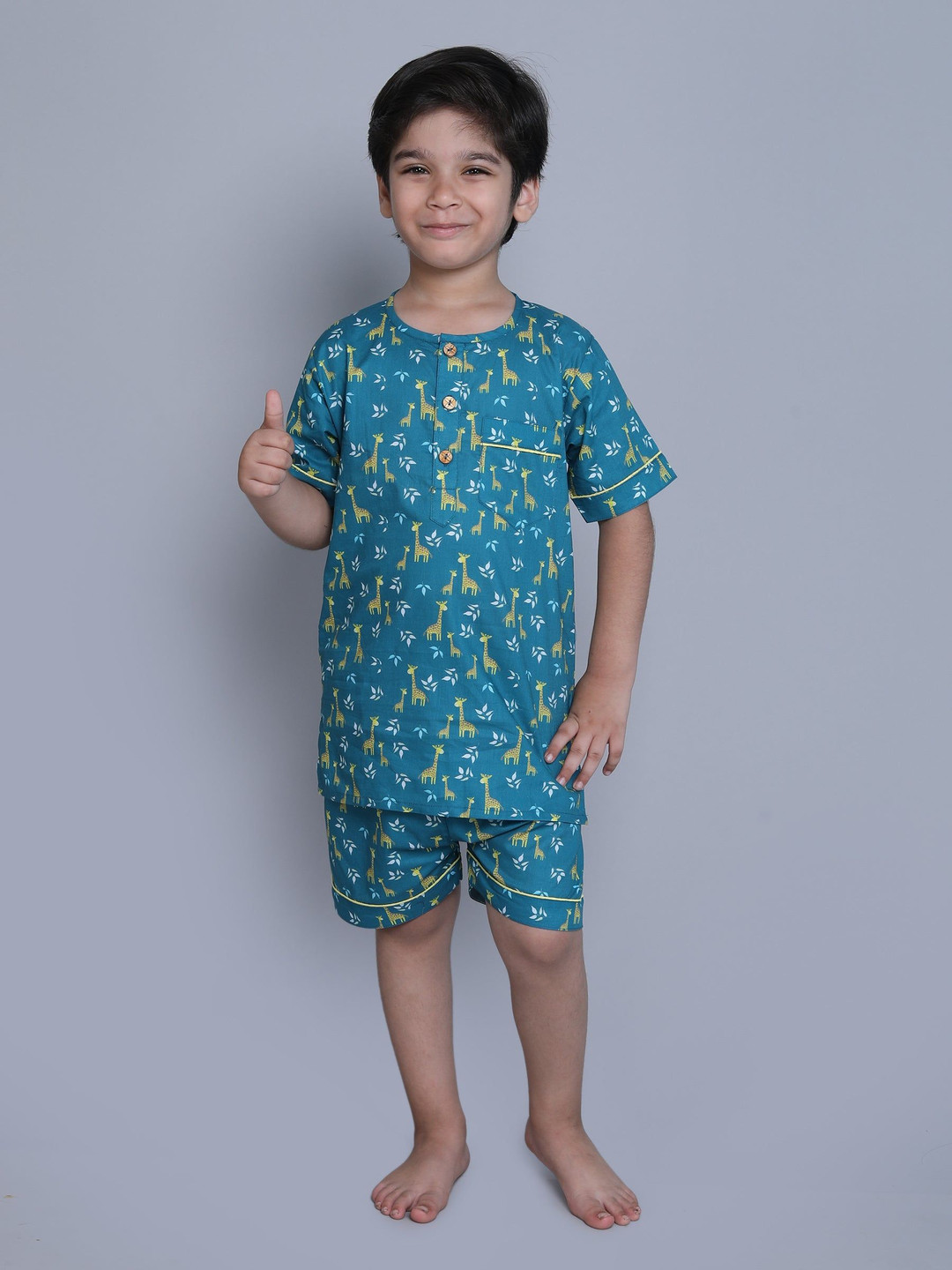 Little Clothings Boys Organic Cotton Animal Print Nightsuit