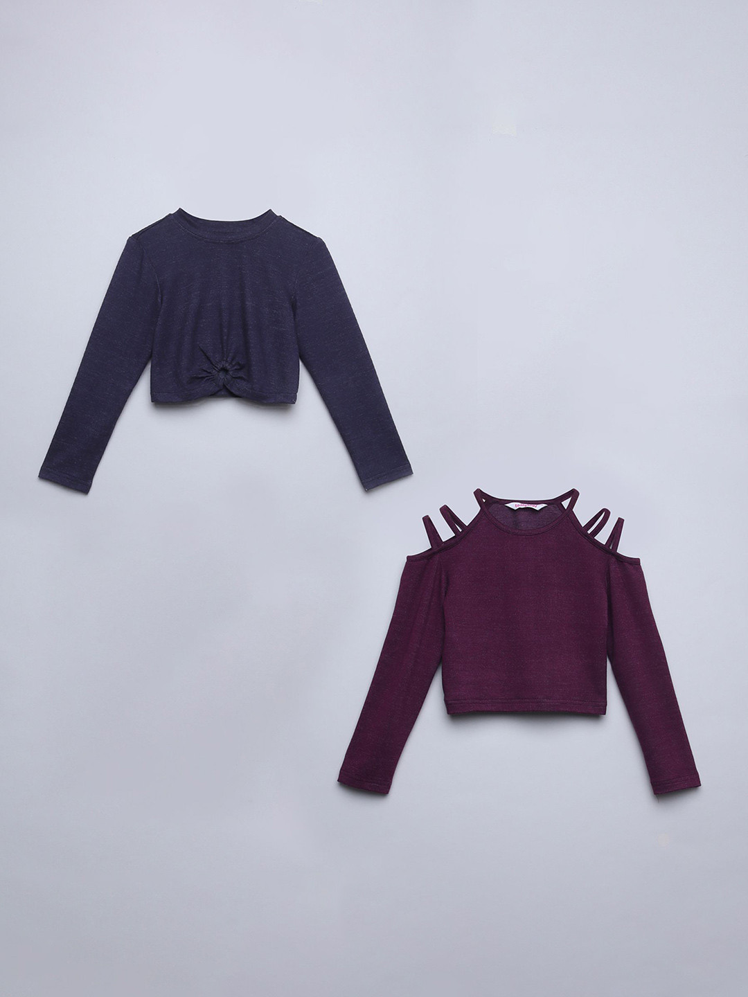 taffykids Girls Pack Of 2 Cold-Shoulder Crop Top