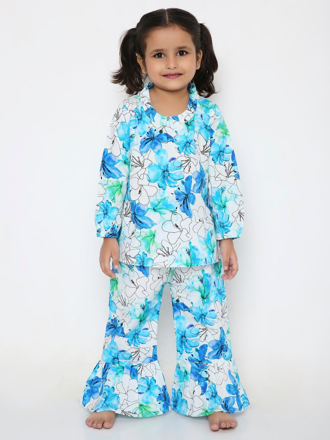 Little Clothings Girls Secret Garden Floral Printed Organic Cotton Night Suits