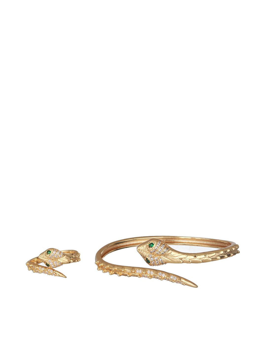 Priyaasi Women Emerald Gold-Plated Bangle-Style Bracelet