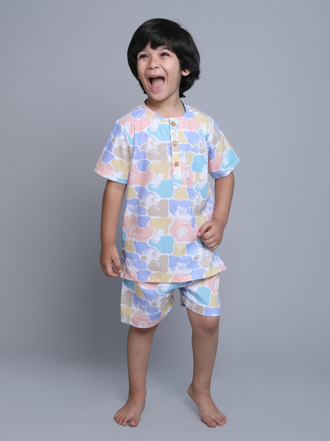 Little Clothings Kids Organic Cotton Abstract Printed Night Suit