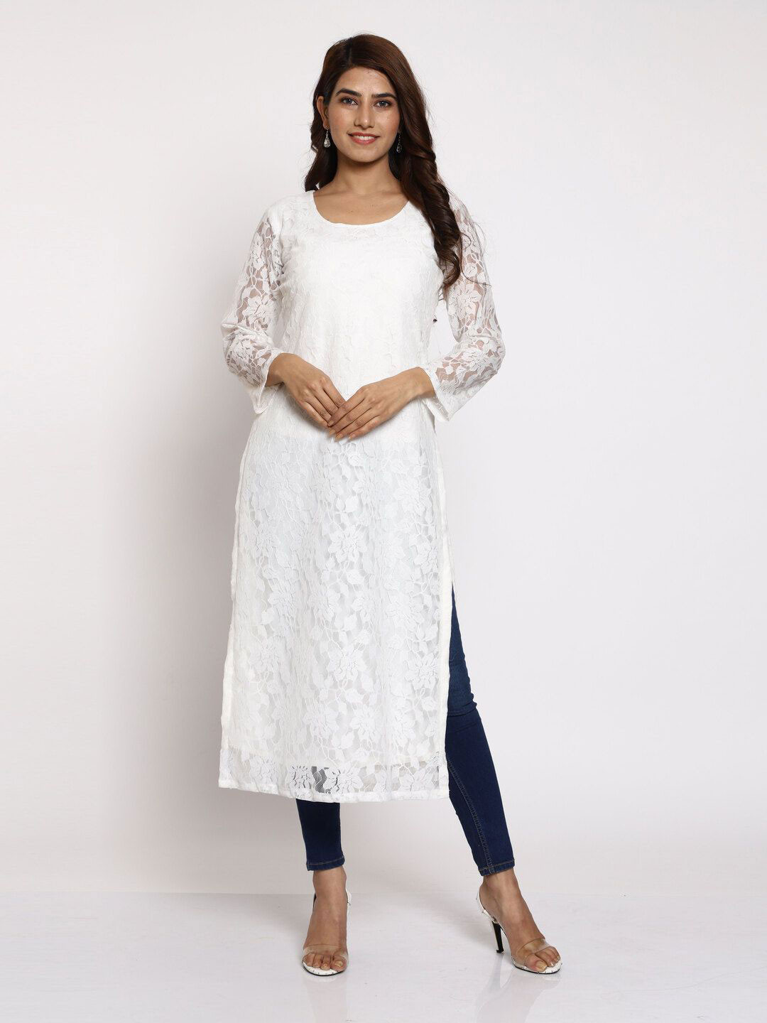 SHIRAK Women Floral Net Kurta