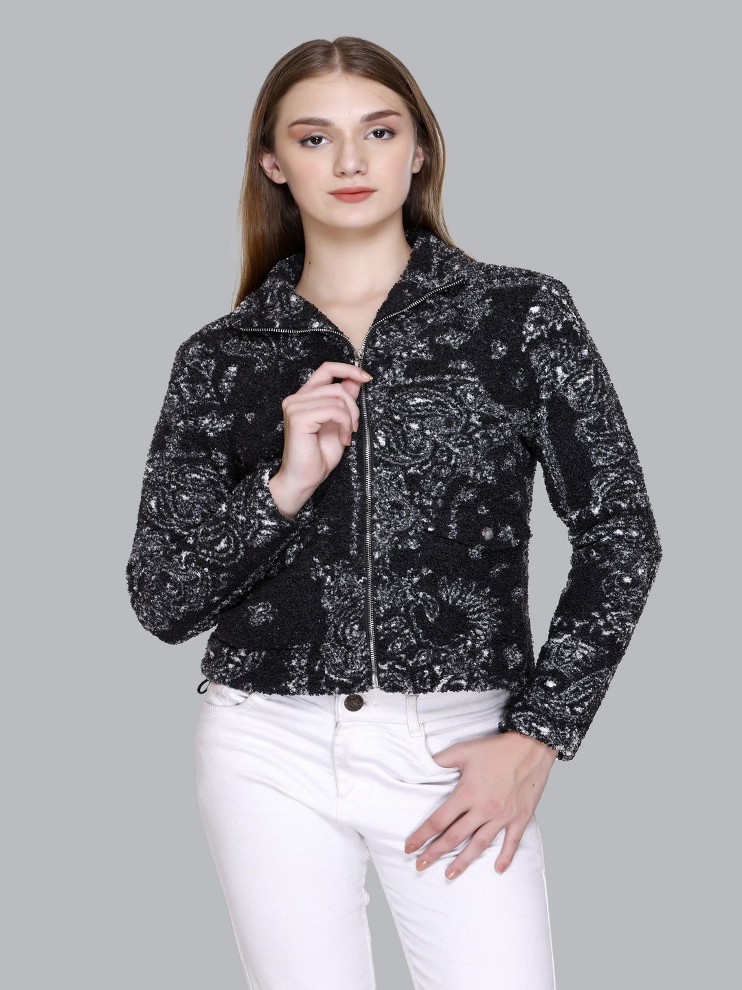 DIONA Women Floral Printed Tailored Embroidered Casual Tailored Jacket