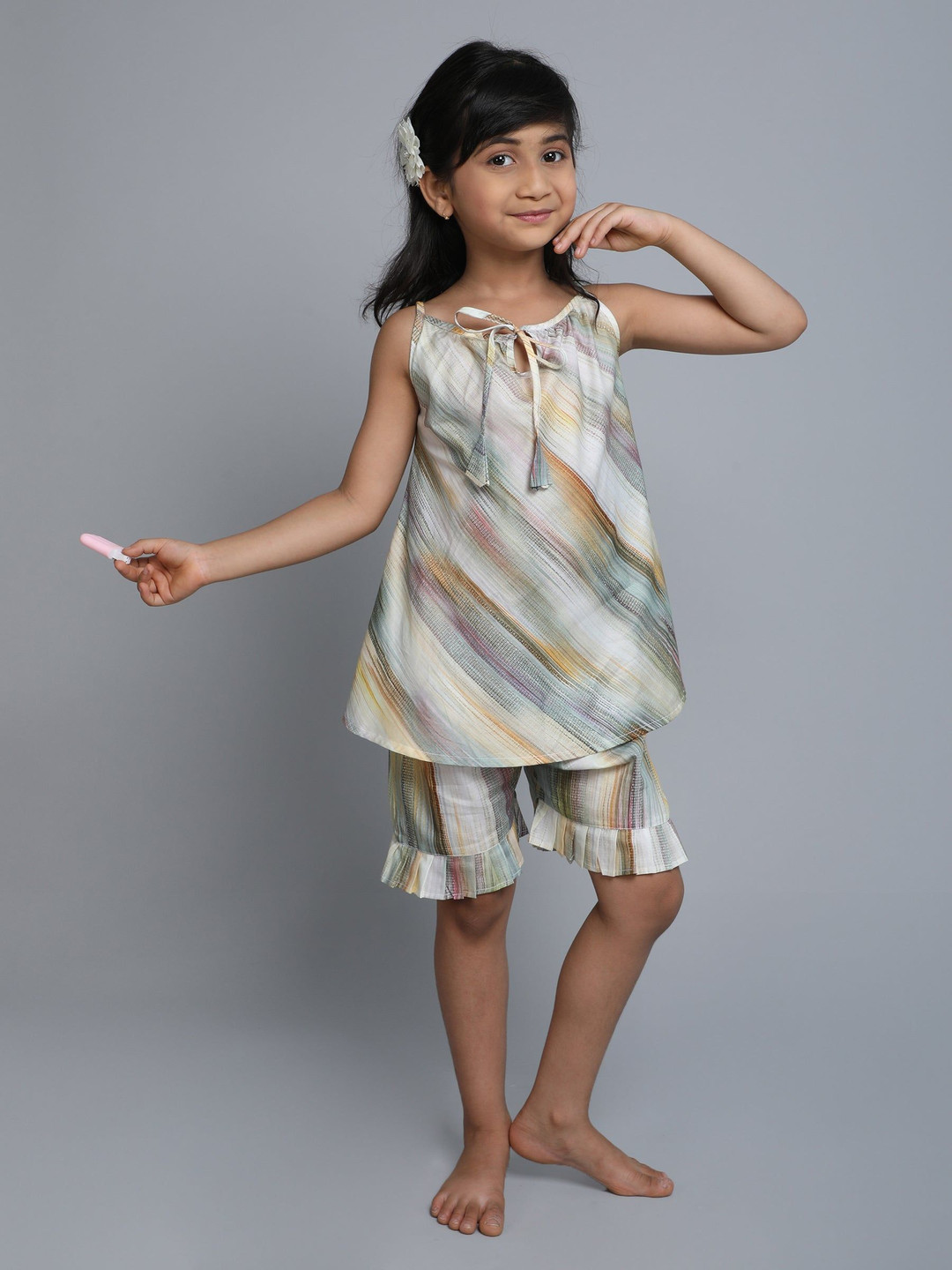 Little Clothings Kids Marble Printed  Pure Cotton Top With Shorts