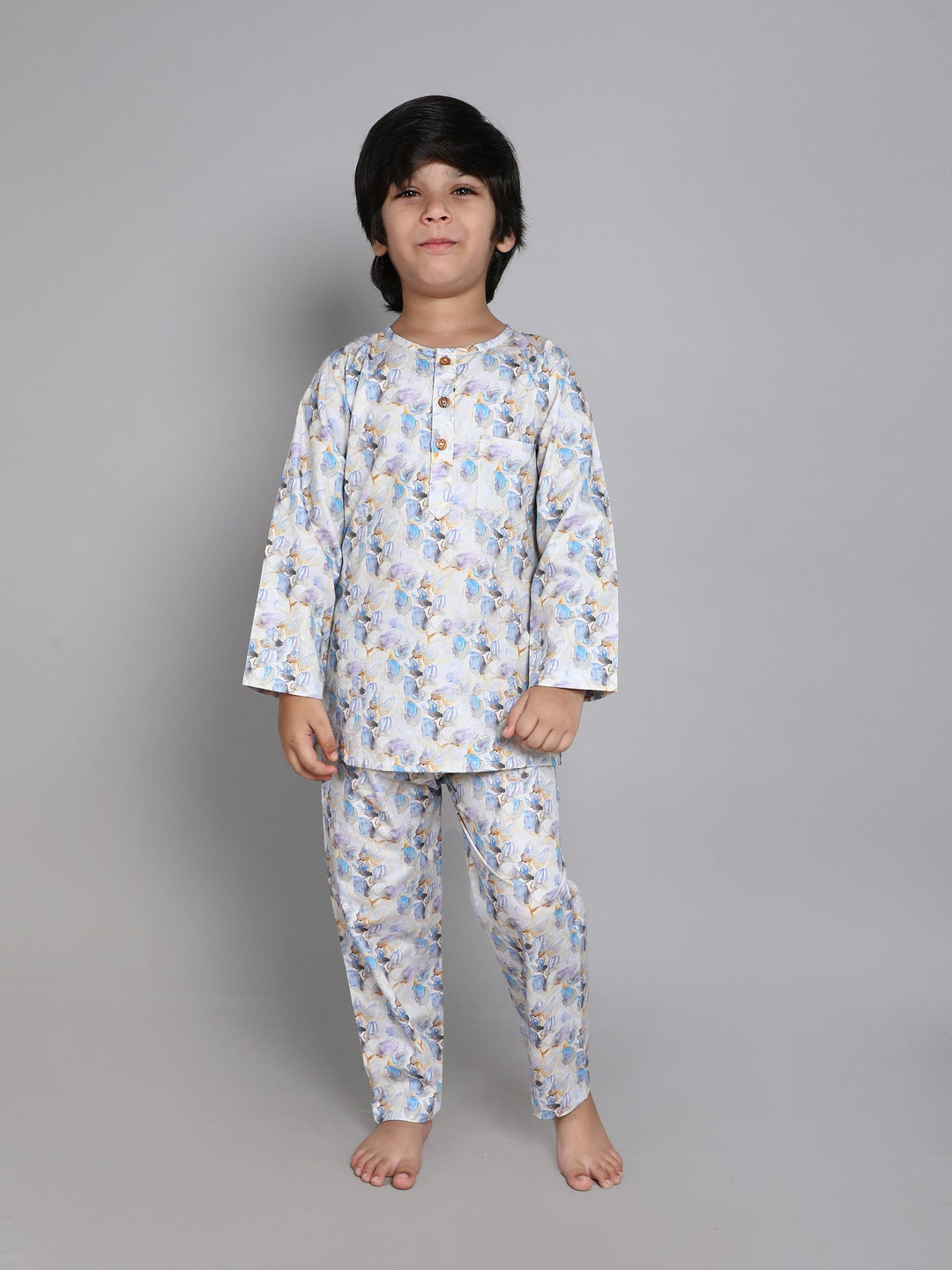 Little Clothings Kids Pure Cotton Floral Printed Night Suits