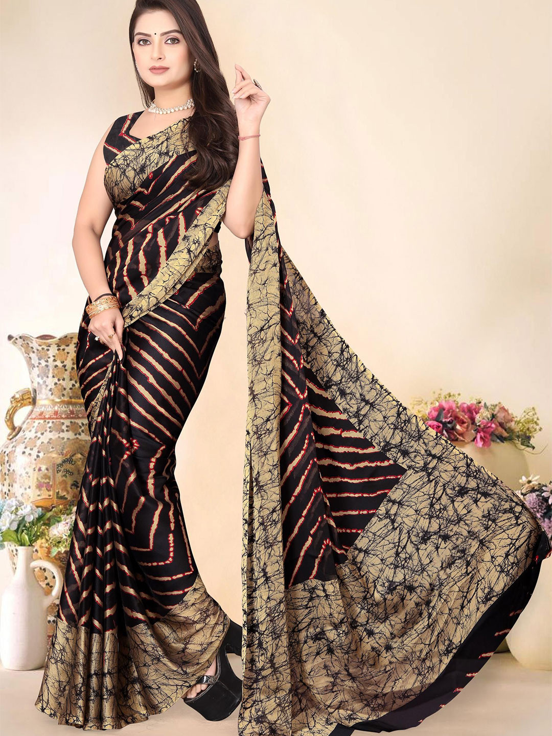 SUPERLAXMI Pure Chiffon Leheriya Saree