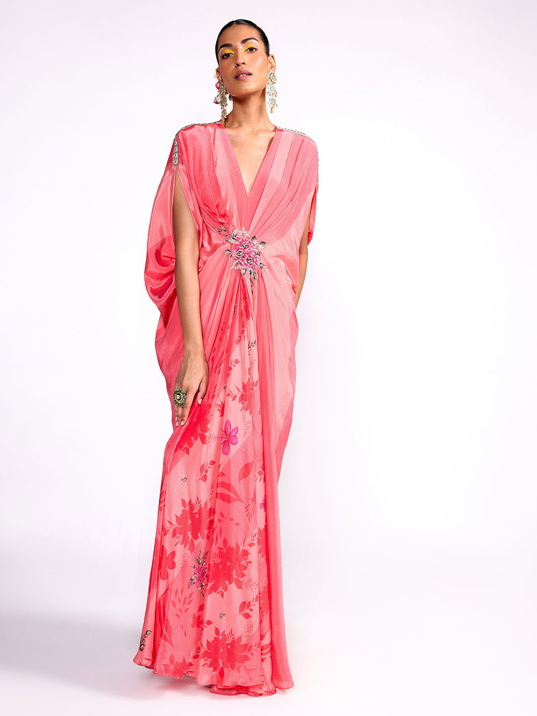 ISHA GUPTA TAYAL Embroidered V-Neck Kaftan Maxi Dress