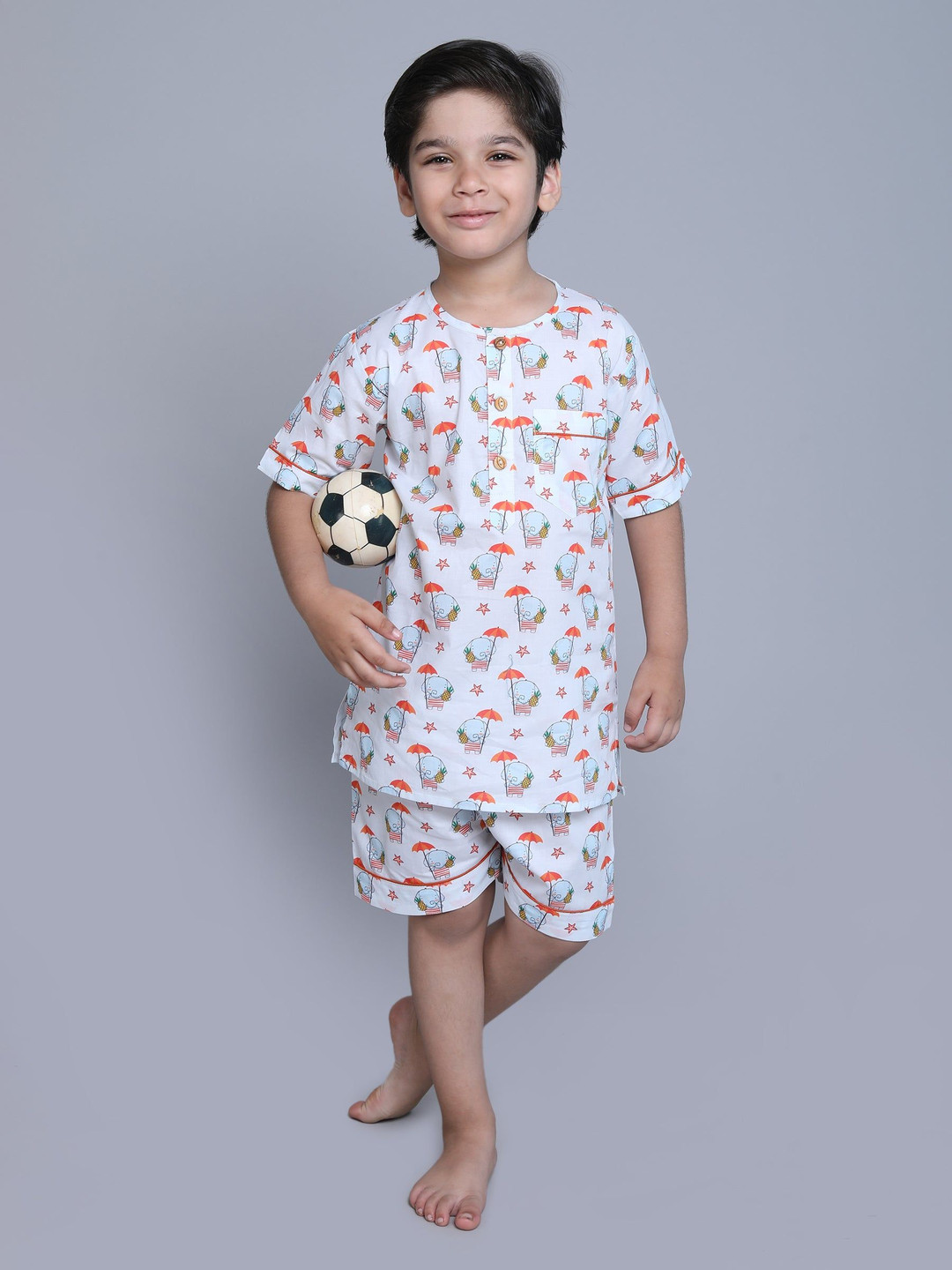 Little Clothings Boys Animal Printed Round Neck Shirt With Trousers