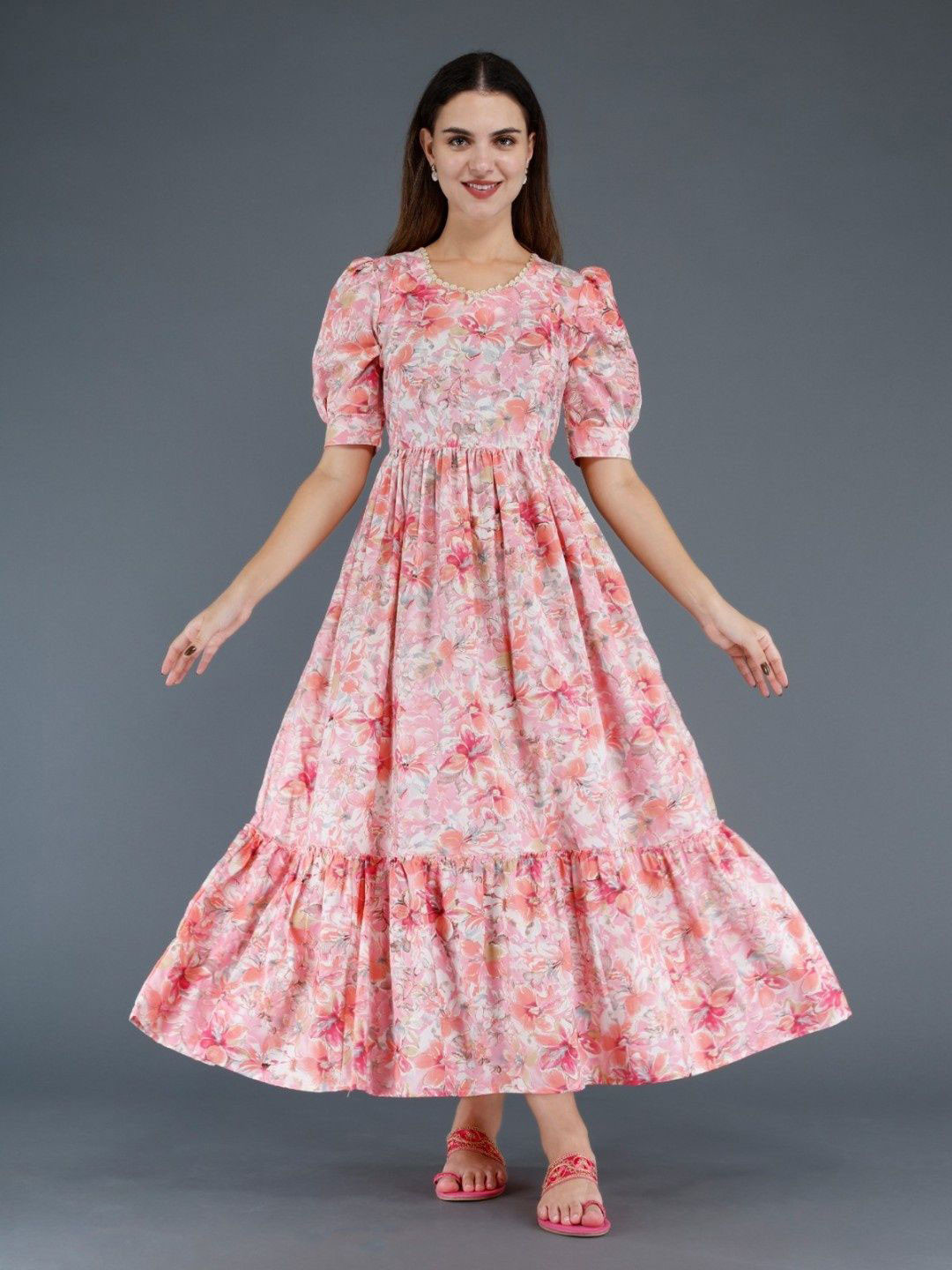 SupBir Women Printed Maternity Fit - Flare Maxi Dress