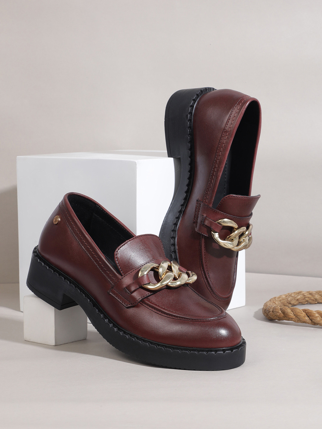 Nautica Women Leather Loafers With Metallic Detail