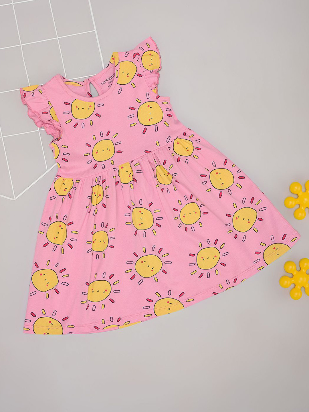 Pantaloons Baby Girls Printed Flutter Sleeve Fit & Flare Dress