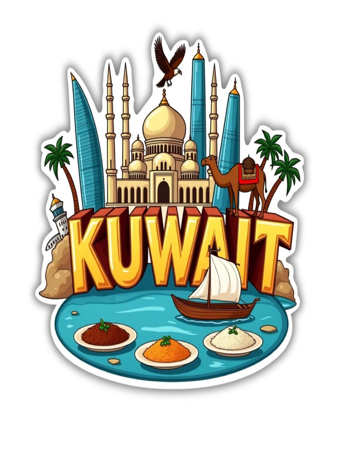 Kuwait Country Theme Souvenir Wooden Refrigerator Stylish Fridge Magnet