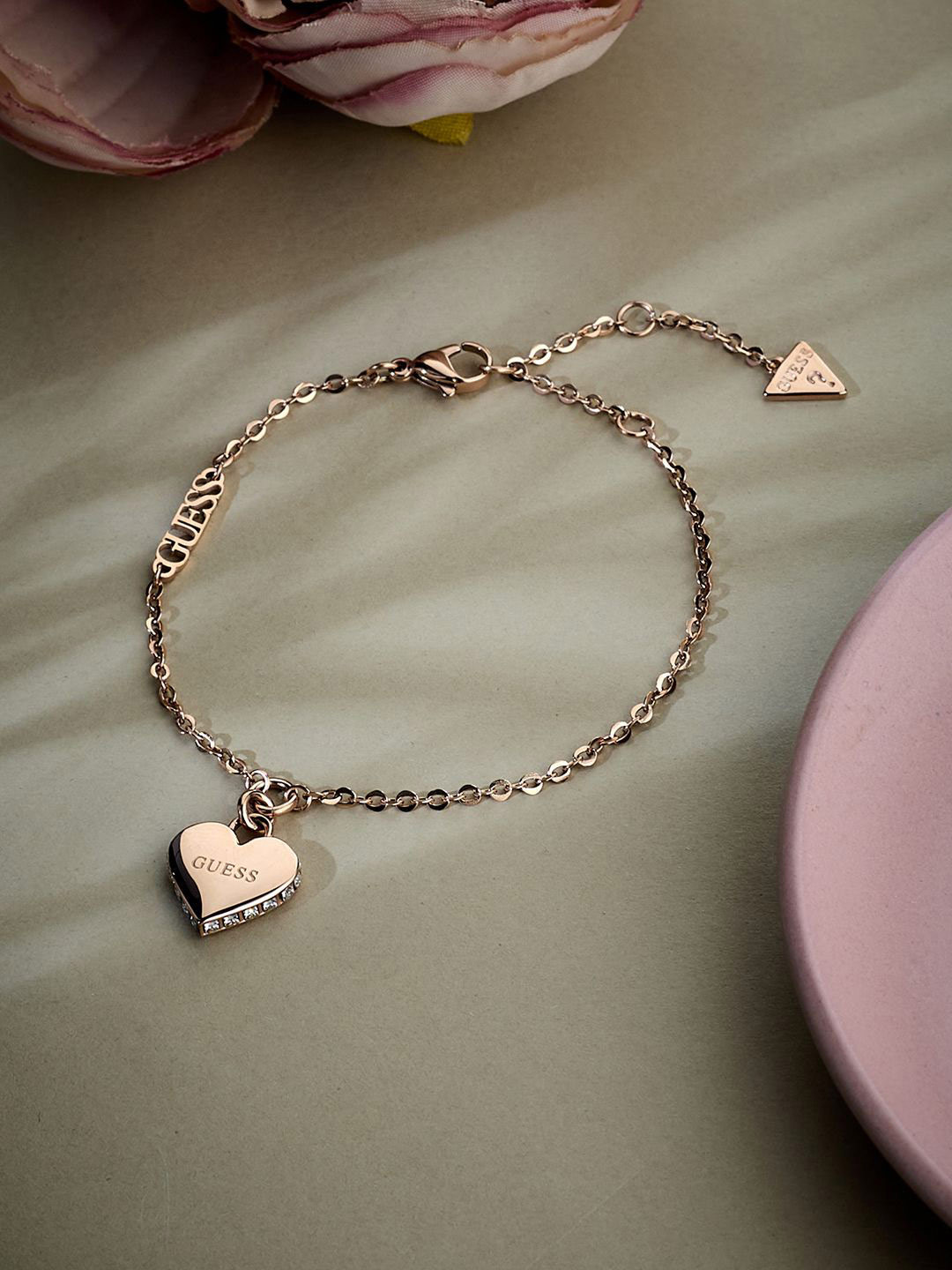 Women Falling In Love Gold-Plated Stainless Steel Bracelet