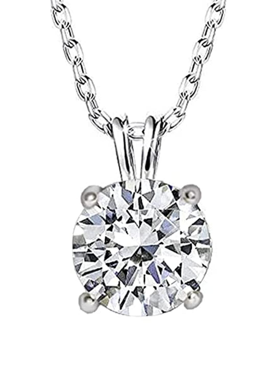 Rakva Women Silver 925 Zircon Certified Circular Pendant With Chain