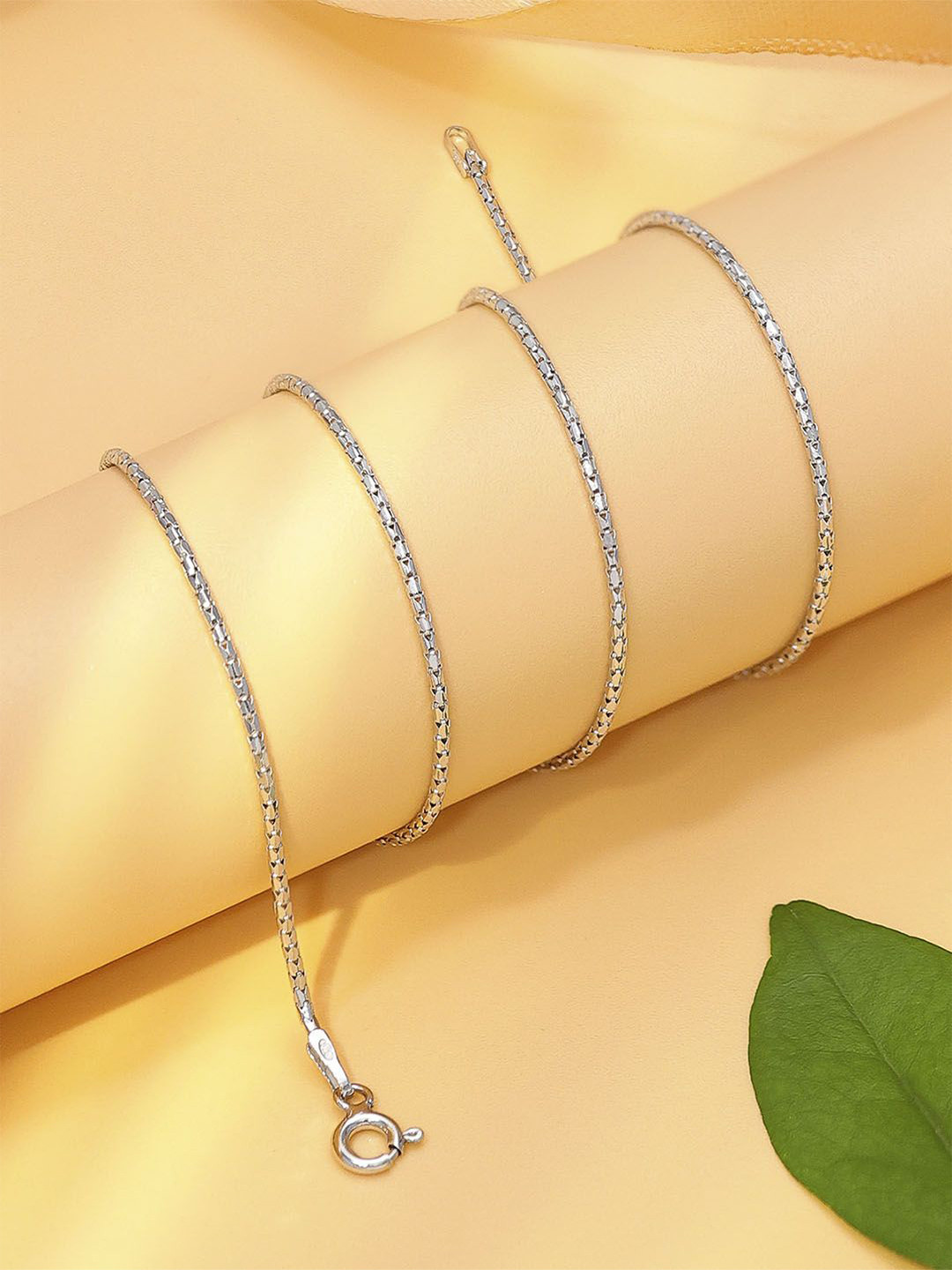 Tweov Jewels 925 Sterling Silver Rhodium-Plated Halo Box Chain