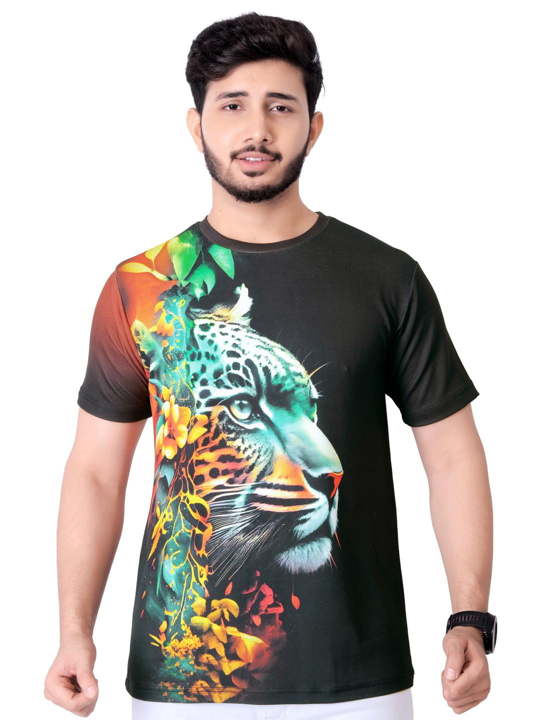 UD FABRIC Men Tiger Face Printed T-shirts
