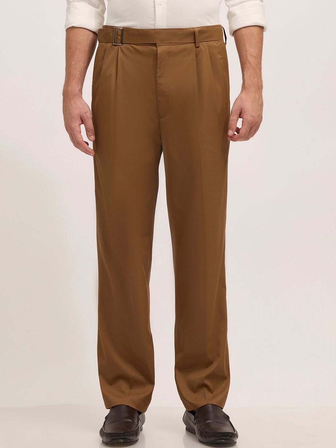 Espanshe Men Solid Custom Mid-Rise Formal Formal Trousers