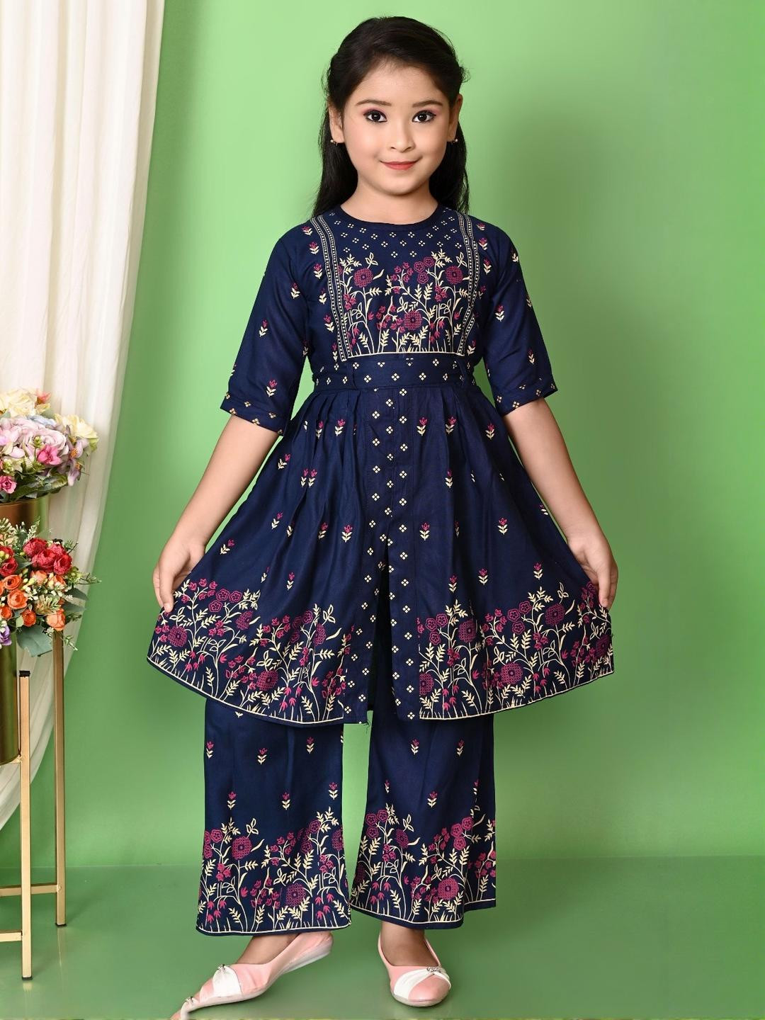 IFA DRESSES Girls Navy Blue Clothing Set
